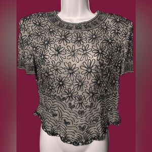 Vintage 1980’s stunning beaded short sleeve blouse made by Papéll Boutique